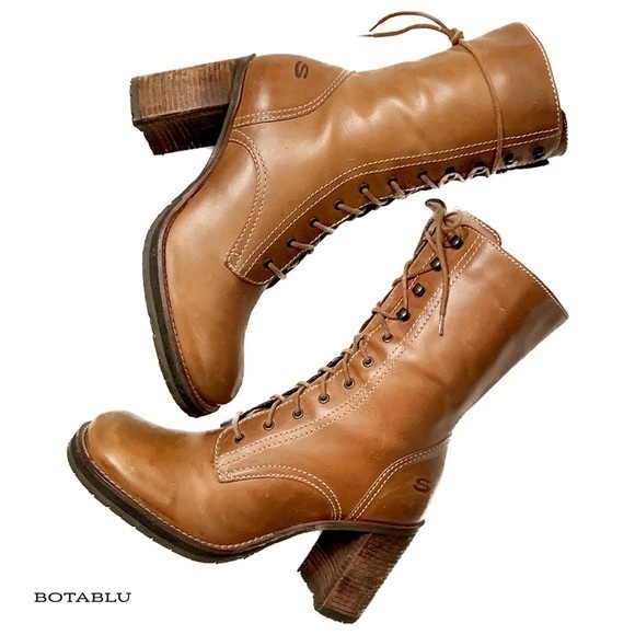 Skechers Shoes - SOLD SKECHERS Vintage Y2K Lace Up Zipper Platform Chunky Heel Brown Ankle Boots